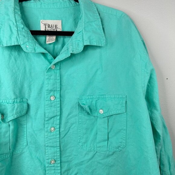 True Nation teal linen blen button down size 2XLT - Picture 6 of 7